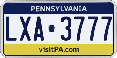PA license plate LXA3777