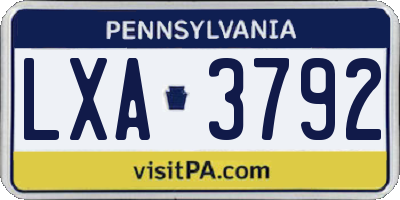 PA license plate LXA3792