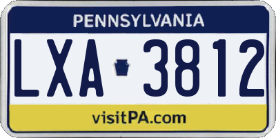 PA license plate LXA3812