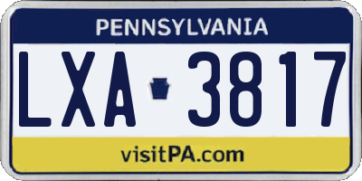 PA license plate LXA3817