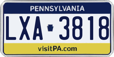 PA license plate LXA3818