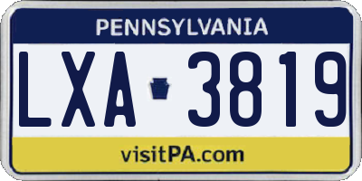 PA license plate LXA3819