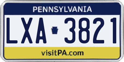 PA license plate LXA3821