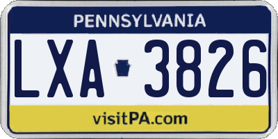 PA license plate LXA3826