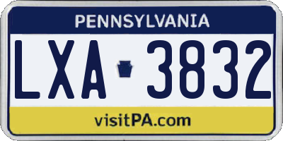 PA license plate LXA3832