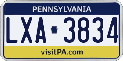 PA license plate LXA3834