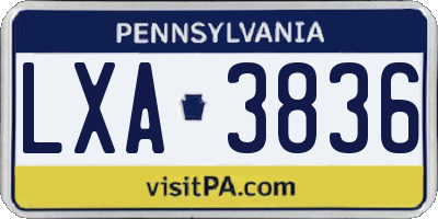PA license plate LXA3836