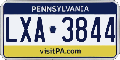 PA license plate LXA3844