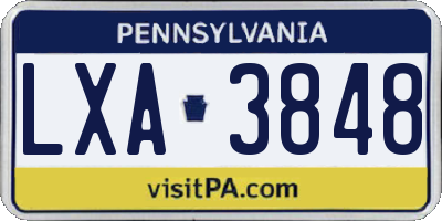 PA license plate LXA3848