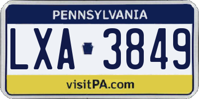 PA license plate LXA3849