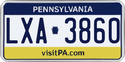 PA license plate LXA3860
