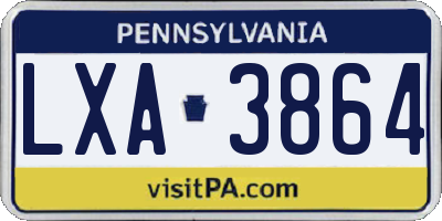 PA license plate LXA3864