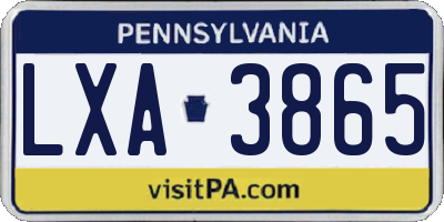 PA license plate LXA3865