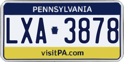 PA license plate LXA3878