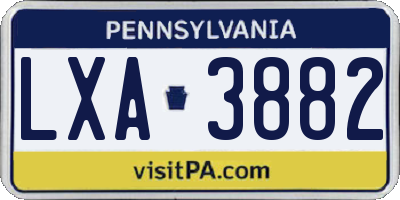 PA license plate LXA3882