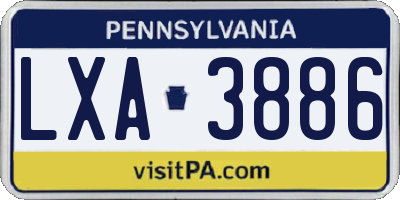 PA license plate LXA3886