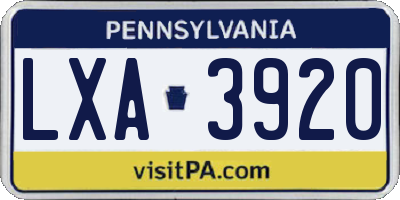 PA license plate LXA3920