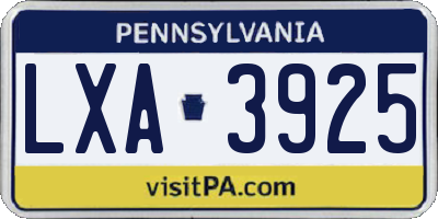PA license plate LXA3925