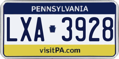 PA license plate LXA3928