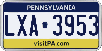 PA license plate LXA3953