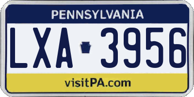 PA license plate LXA3956