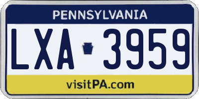 PA license plate LXA3959