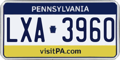 PA license plate LXA3960