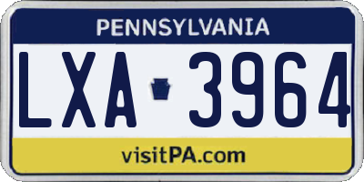 PA license plate LXA3964