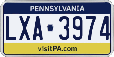 PA license plate LXA3974