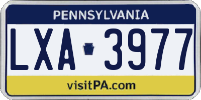 PA license plate LXA3977