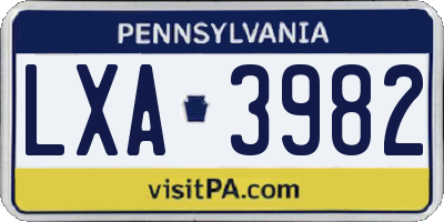 PA license plate LXA3982