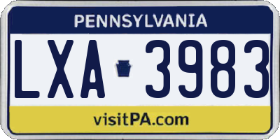 PA license plate LXA3983