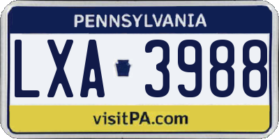 PA license plate LXA3988