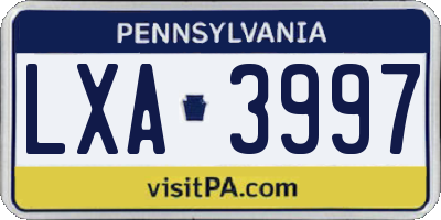 PA license plate LXA3997