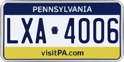 PA license plate LXA4006