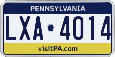 PA license plate LXA4014