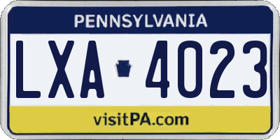 PA license plate LXA4023