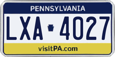 PA license plate LXA4027