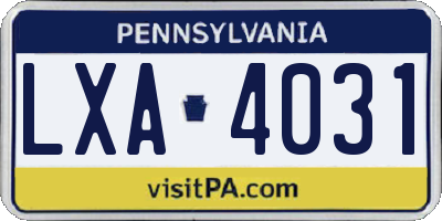 PA license plate LXA4031