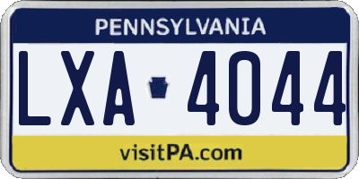 PA license plate LXA4044