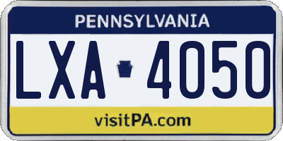 PA license plate LXA4050