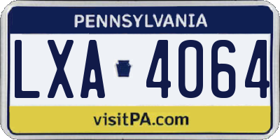 PA license plate LXA4064