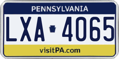 PA license plate LXA4065