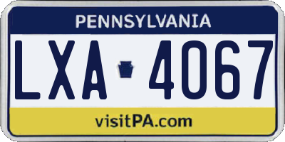 PA license plate LXA4067