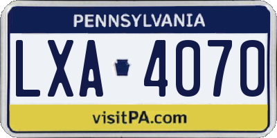 PA license plate LXA4070