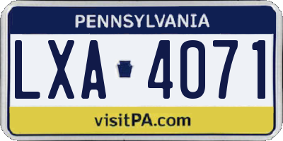 PA license plate LXA4071