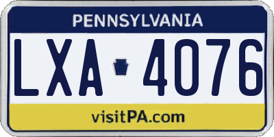 PA license plate LXA4076
