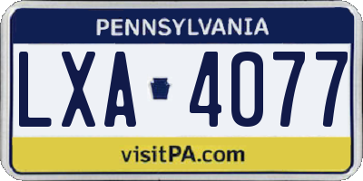 PA license plate LXA4077