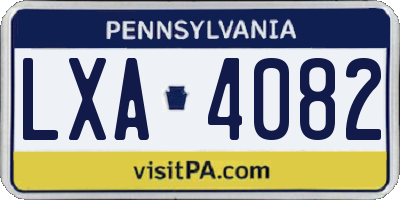 PA license plate LXA4082