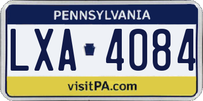 PA license plate LXA4084